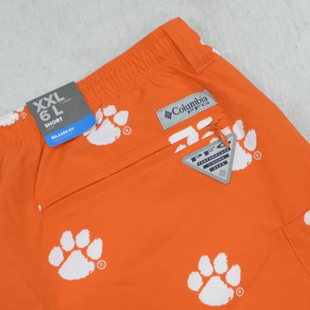 Columbia Backcast III Short Mens XXL‎ NEW Orange Clemson Tigers Paw Print 6